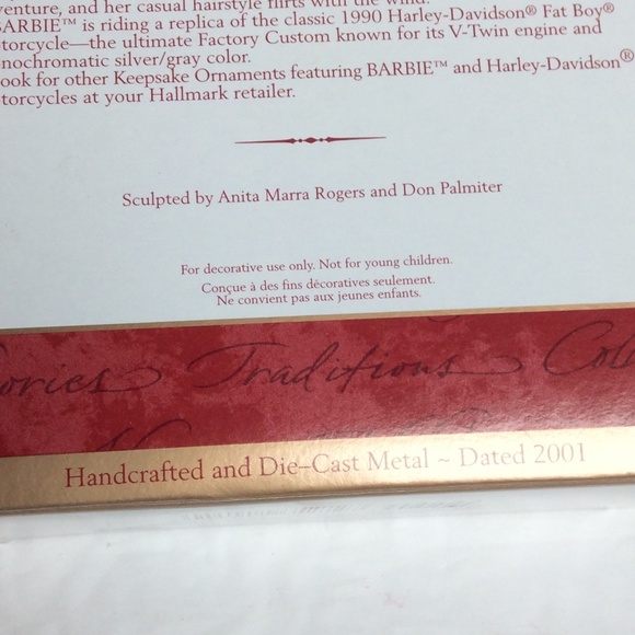 Hallmark Keepsake Ornament Barbie Doll Harley Davidson Motorcycle 2001 QXI8885 - Picture 13 of 15